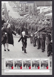 Shows Canadian soldiers on their way to fight in WWII.